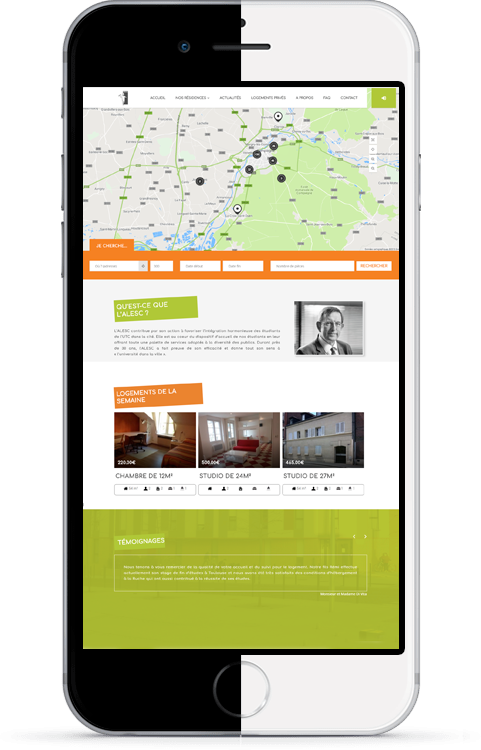 image du site ALESC sur un telephone 